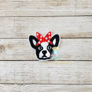 Bandanna Boston Terrier Head Feltie Digital Embroidery Design File Patch