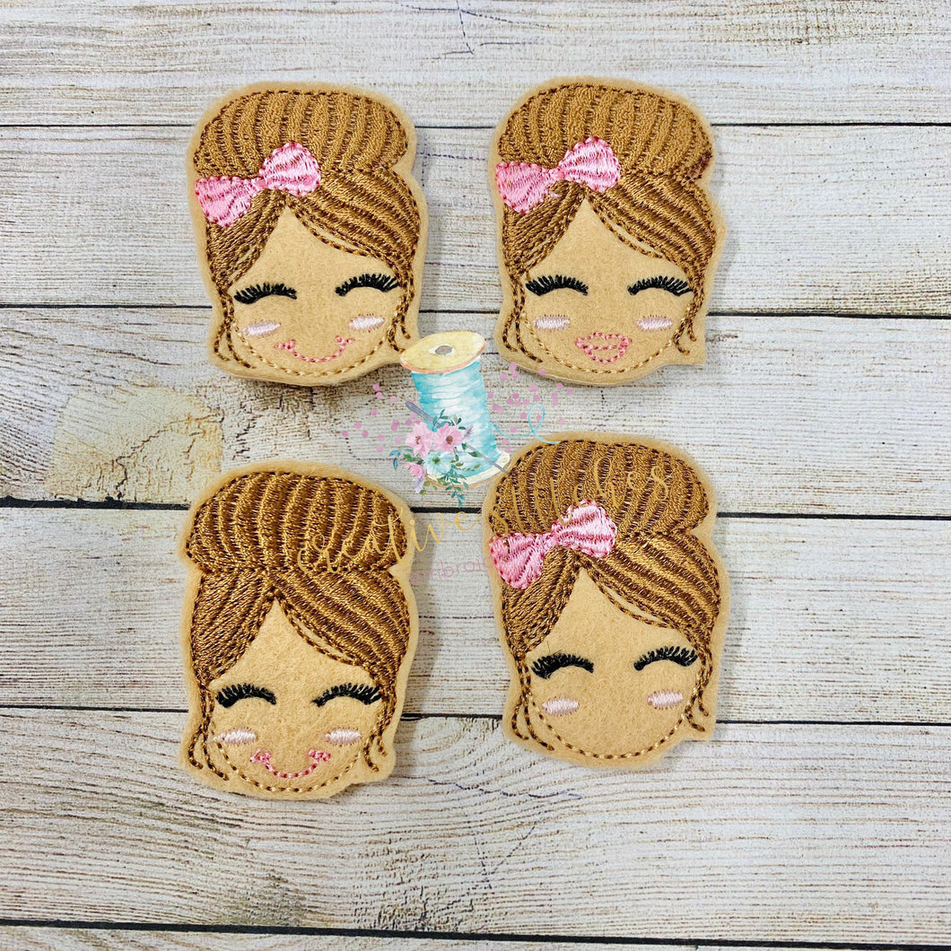 Updo Gal  Feltie Digital Embroidery Design File Patch