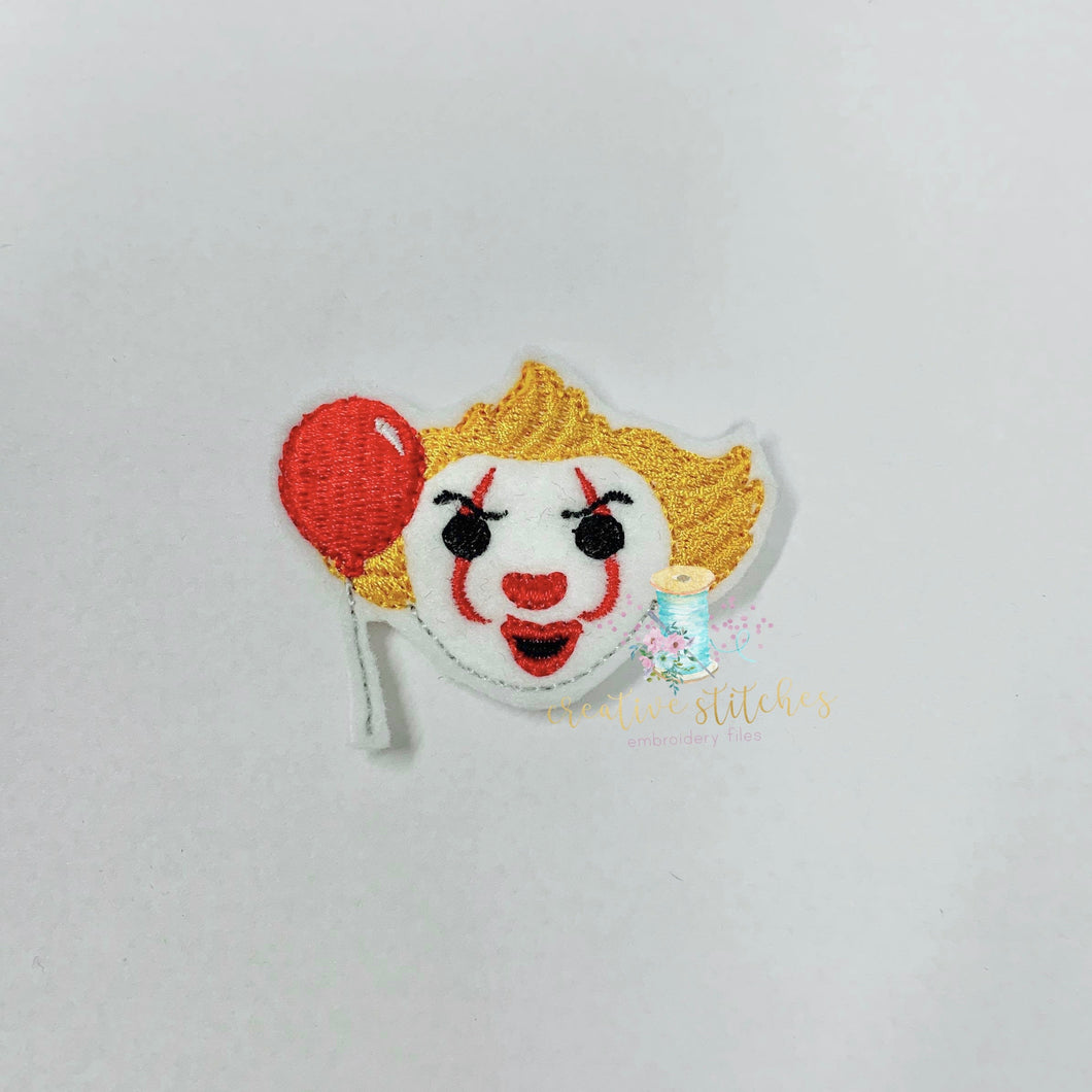 Killer Clown Digital Embroidery Feltie Design File Patch