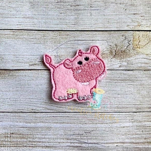 Nursery Hippo Digital Embroidery Feltie Design File Patch