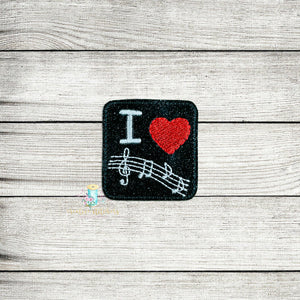 I Love Music Feltie Digital Embroidery Design File