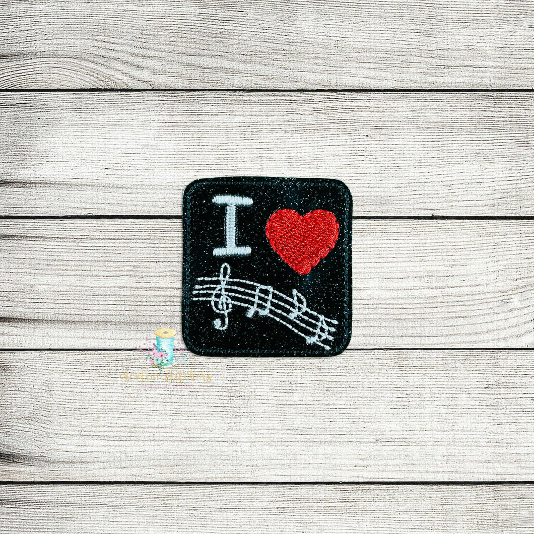 I Love Music Feltie Digital Embroidery Design File