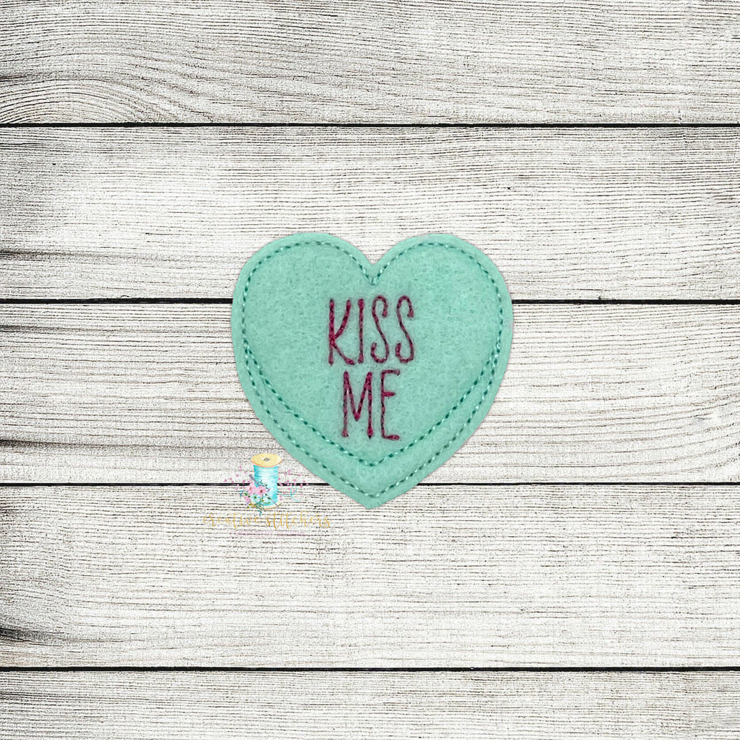 Kiss Me Heart Feltie Digital Embroidery Design File