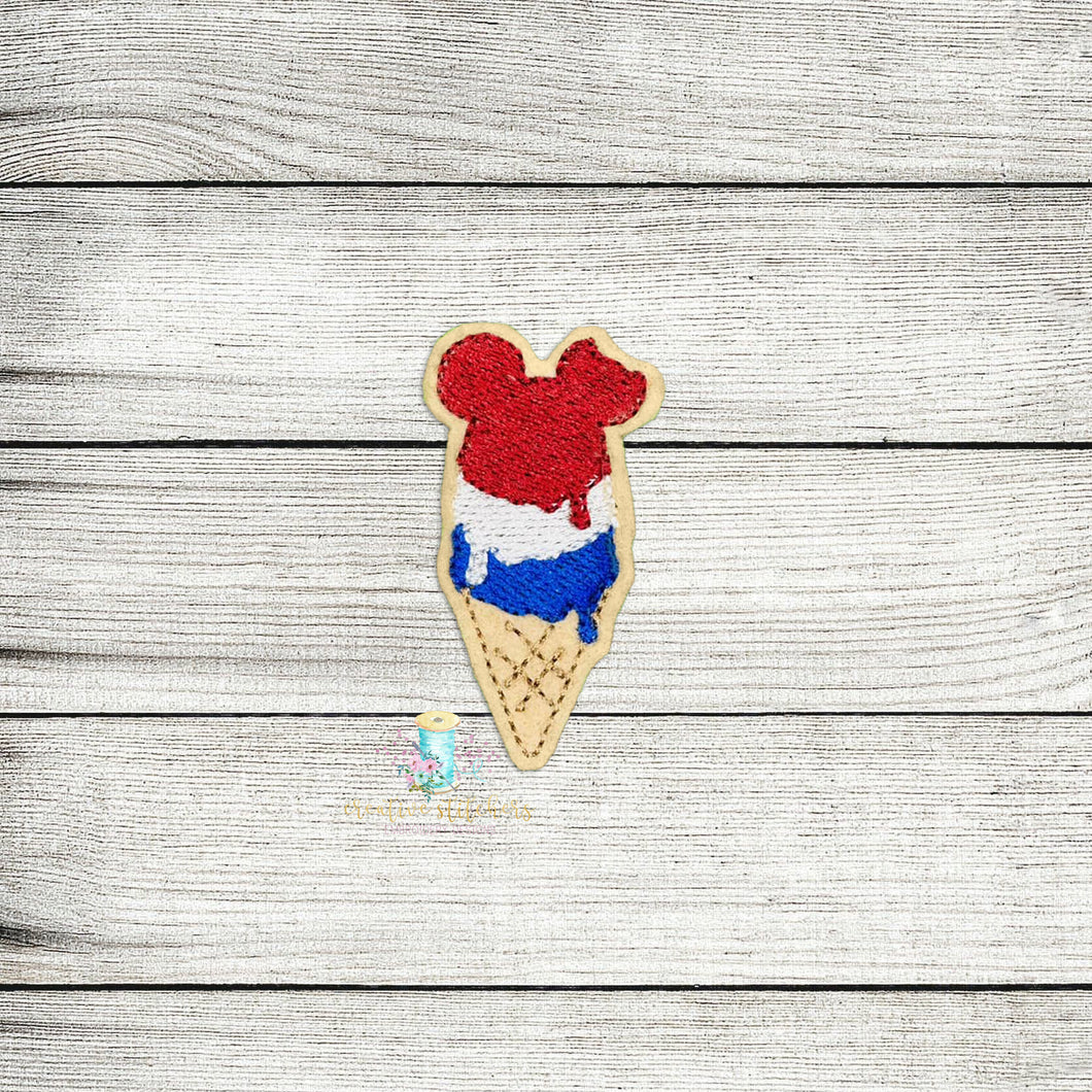Mouse Ice Cream Cone Feltie Digital Embroidery Design File