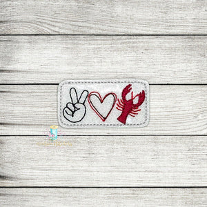 Peace Love Crawfish Feltie Digital Embroidery Design File
