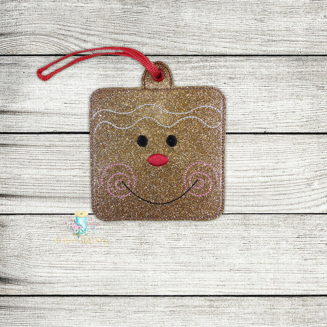 Square Ginger Bread Ornament Digital Embroidery Design File