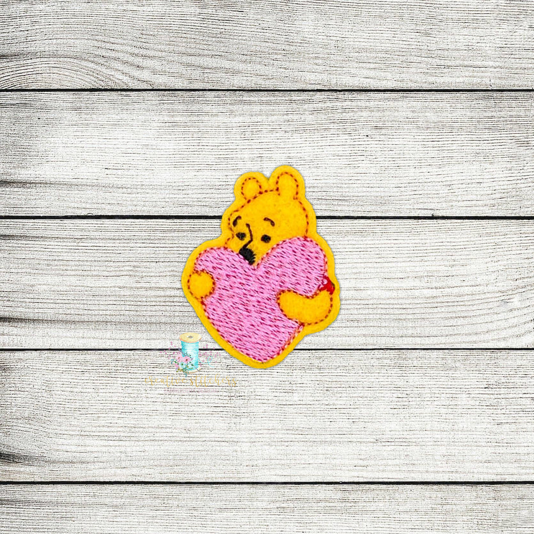 Valentine Yellow Bear Feltie Digital Embroidery Design File